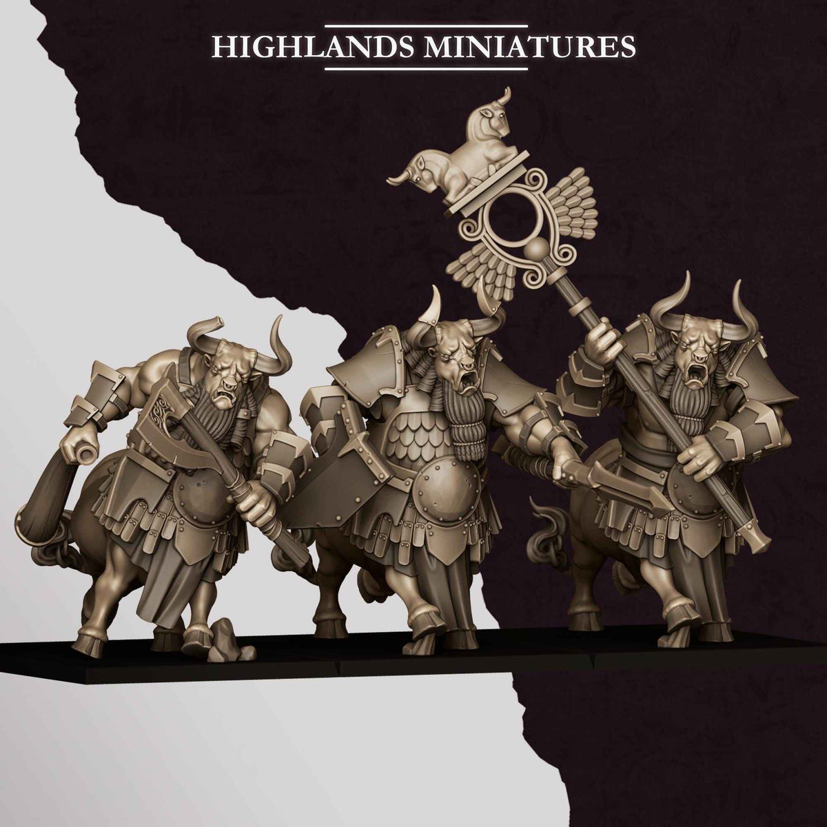 Marduk Minotaurs | Sons of Marduk | Highlands Miniatures | 32mm Scale Resin Tabletop RPG Figures for Roleplaying Wargaming